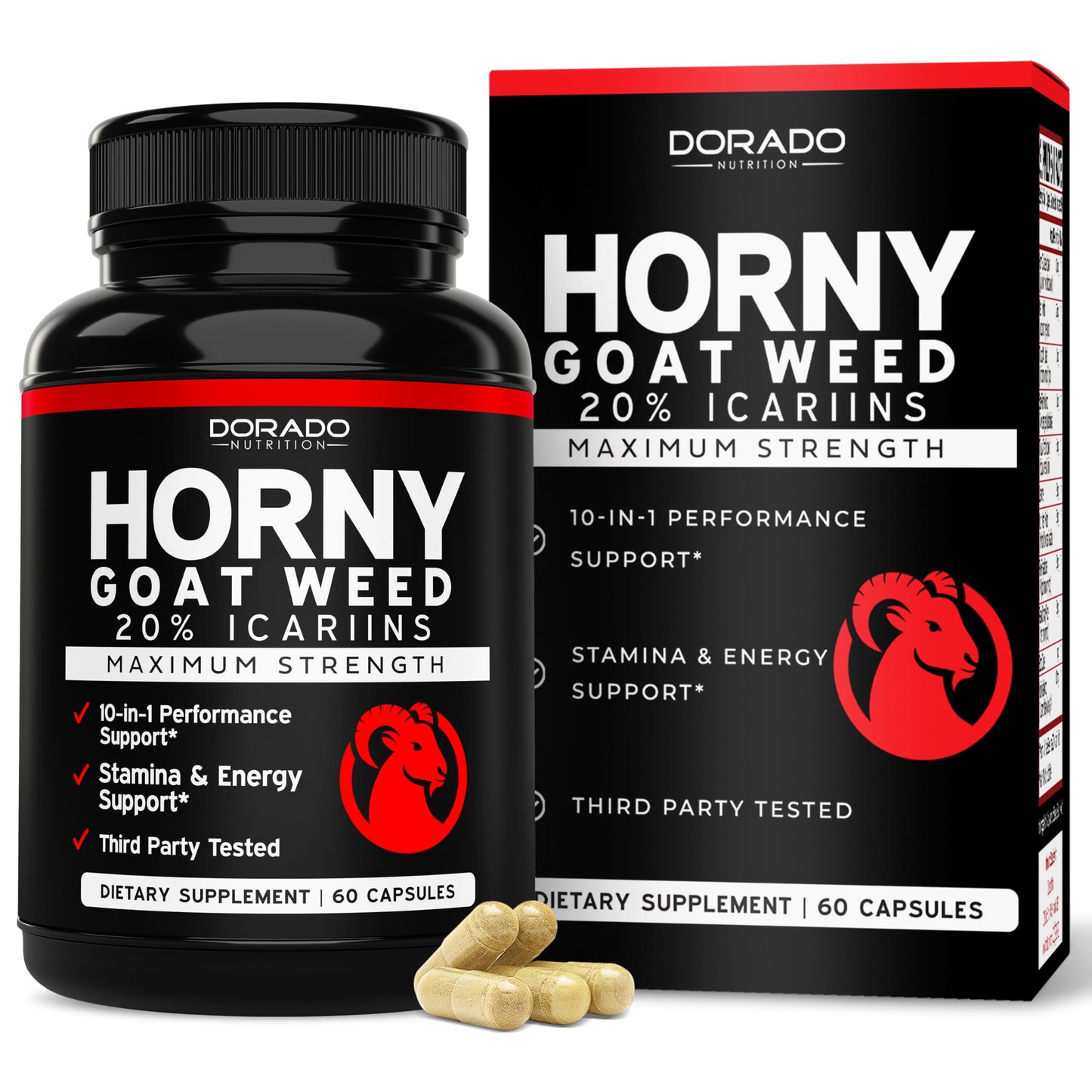 Horny Goat Weed 20% Icariins - For Men & Women | USA Made 60 Count