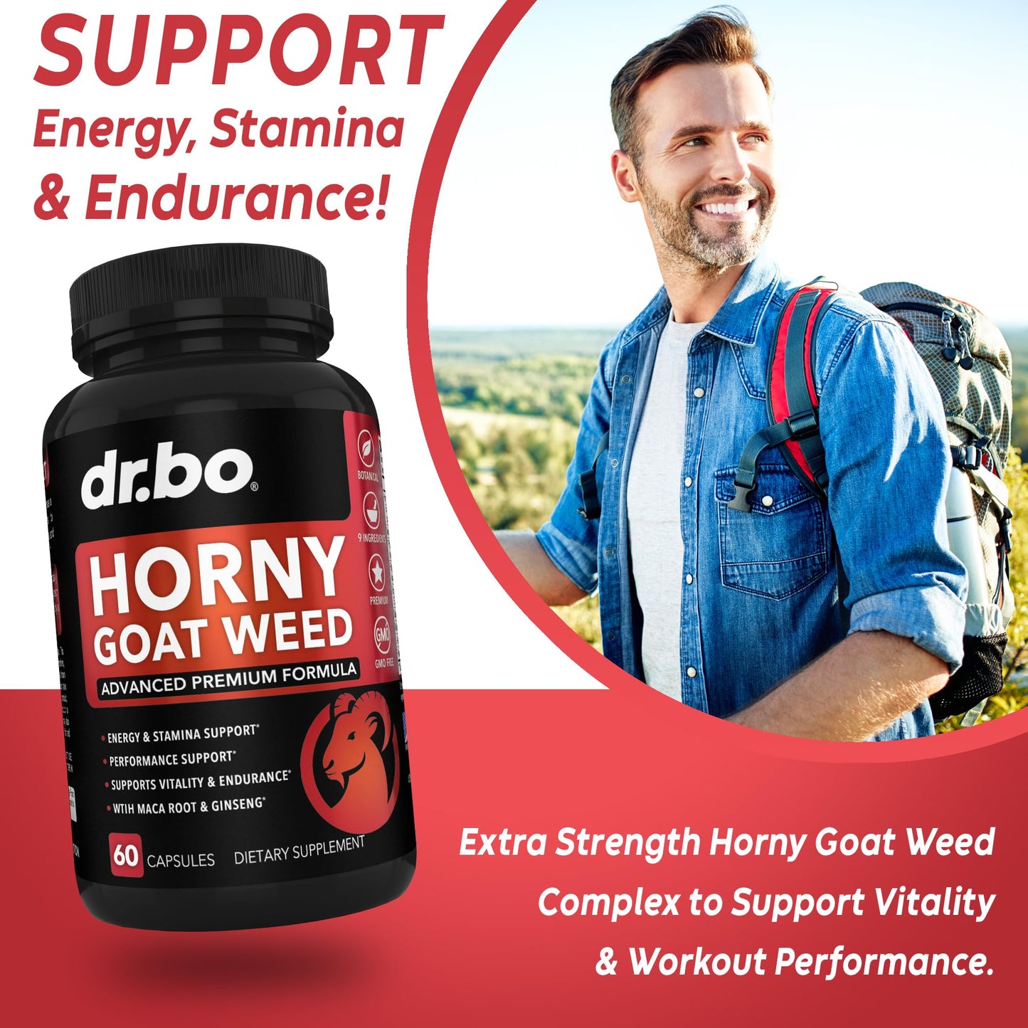 Horny Goat Weed For Men and Women - 1590mg Extra Max Male Enhancement, Stamina, Endurance, Performance - Maca Root, Tribulus, Muira Puama, L Arginine Ginseng Hornygoatweed for Men & Women - 60 Pills