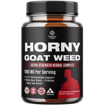 Horny Goat Weed for Men - Extra Strength Stamina & Energy (180 Capsules)