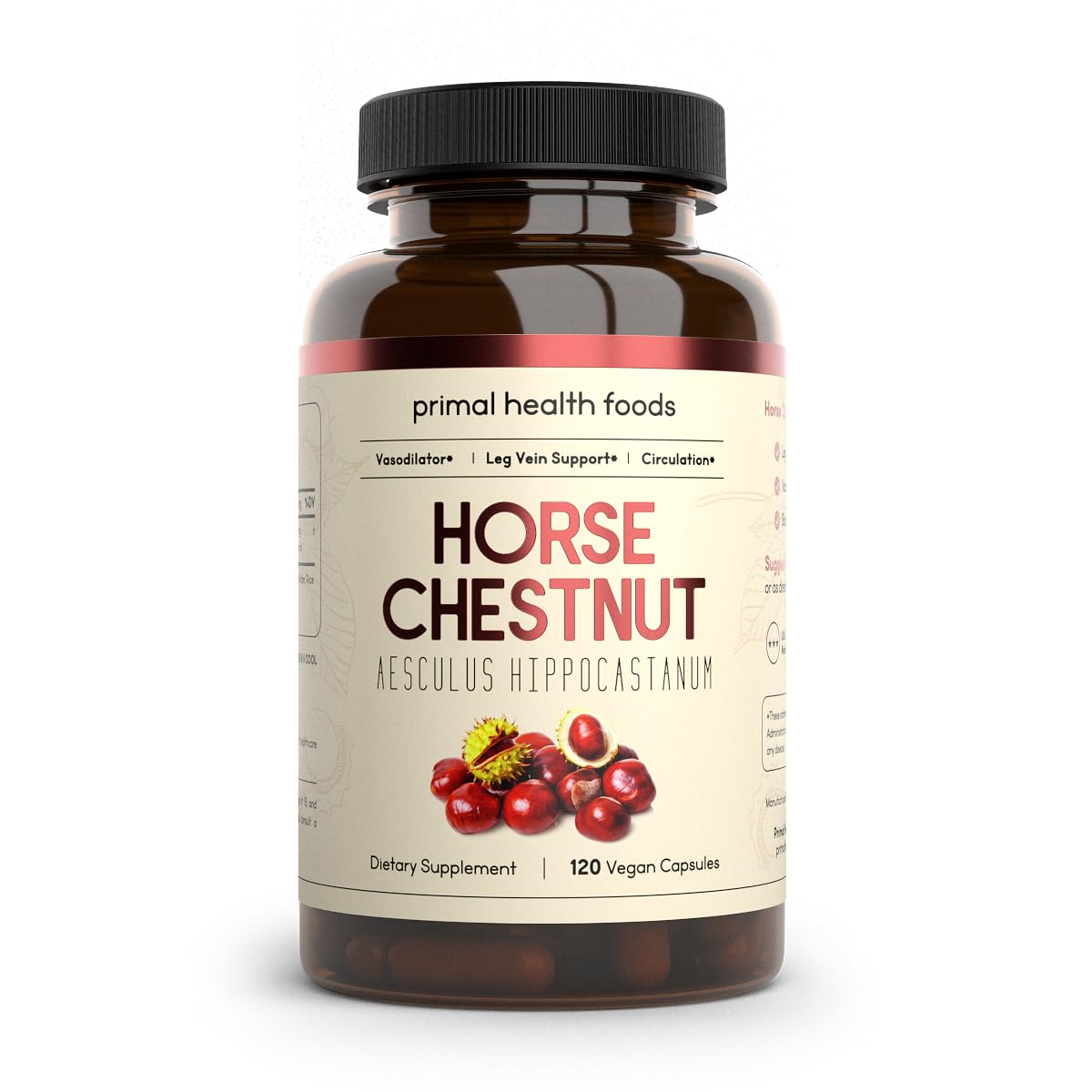 Primal Health Foods Horse Chestnut Extract 500 mg – 120 Servings | Varicose Veins & Blood Health | Vegetarian, Non-GMO & Gluten Free
