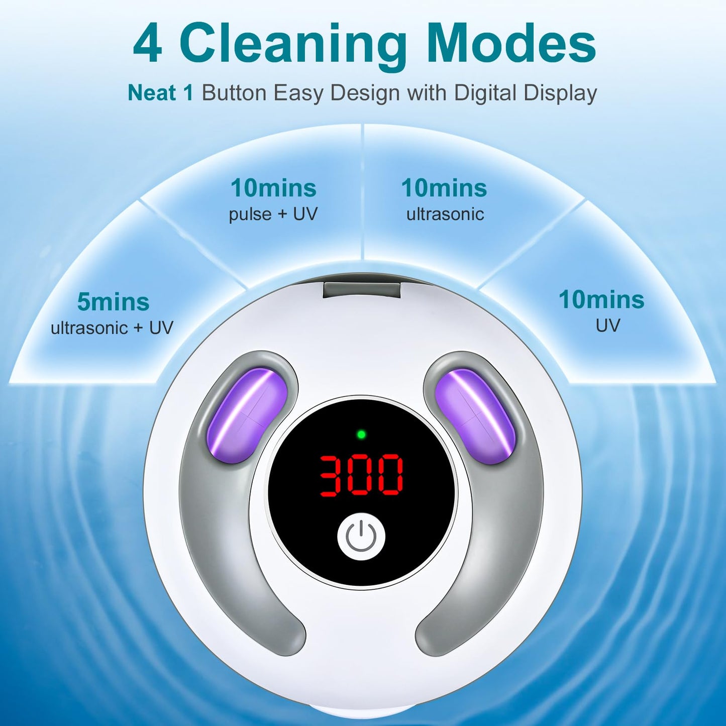 Hossili Ultrasonic Retainer Cleaner – 45kHz 200ml, 4 Wash Modes, 360° UV, Digital Timer (White)