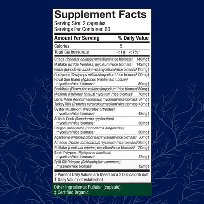 Host Defense MyCommunity Capsules – 17-Species Mushroom Blend for Immune Support (120 Vegan Capsules)