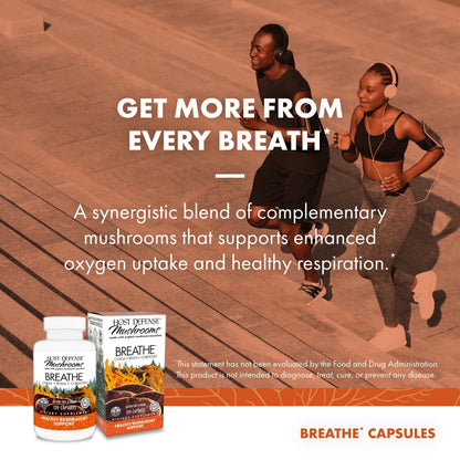 Host Defense Breathe Capsules – Immune & Respiratory Support Mushroom Supplement with Chaga, Reishi & Cordyceps – 120 Capsules