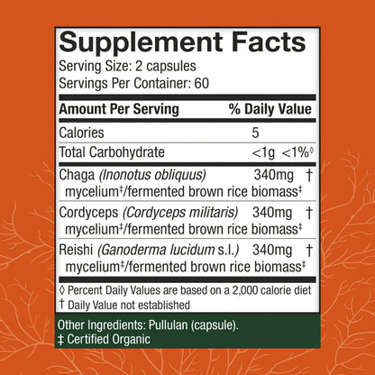 Host Defense Breathe Capsules – Immune & Respiratory Support Mushroom Supplement with Chaga, Reishi & Cordyceps – 120 Capsules