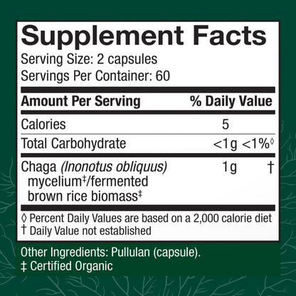 Host Defense Chaga Capsules | Immune Support & Antioxidant Mushroom Supplement - 120 Capsules