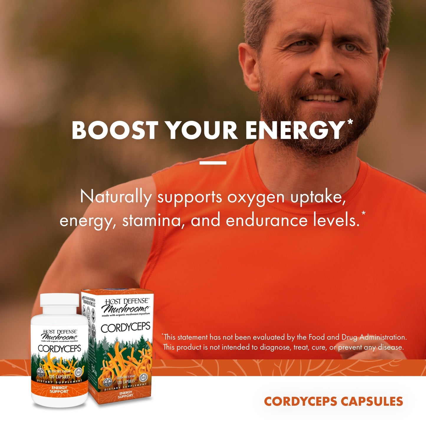 Host Defense Cordyceps Capsules – Immune & Energy Support (120 Capsules)