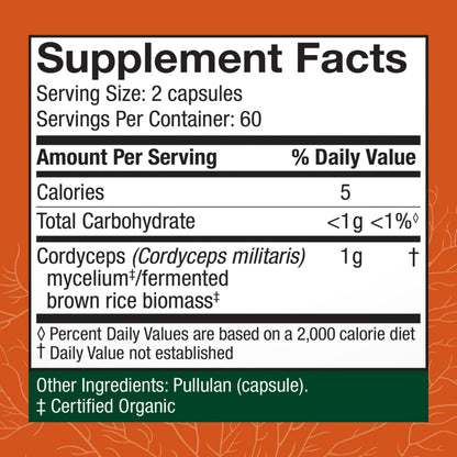 Host Defense Cordyceps Capsules – Immune & Energy Support (120 Capsules)