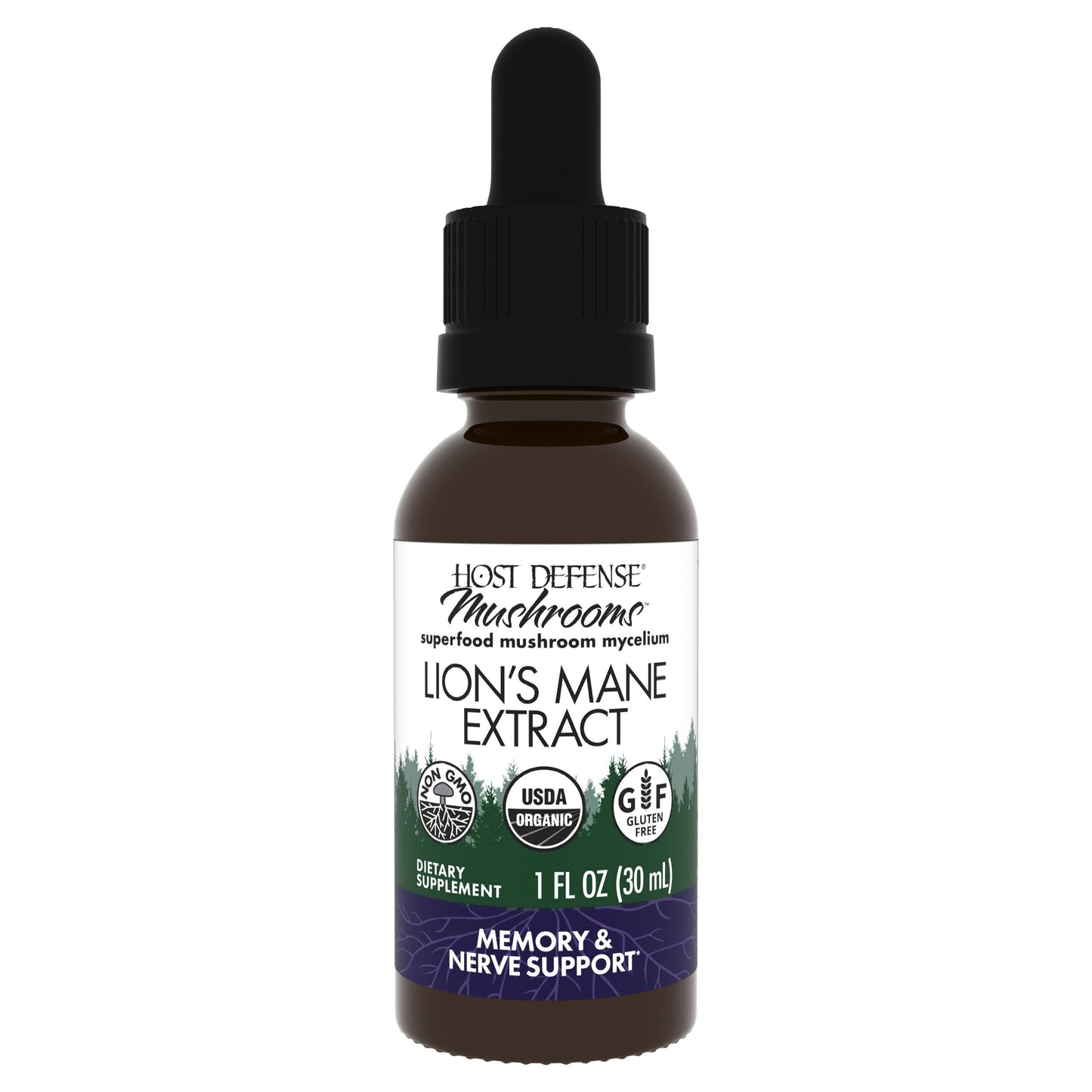Host Defense Mushrooms Lion's Mane Extract – Brain Health & Focus Support (1 fl oz)