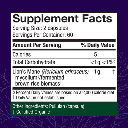 Host Defense Mushrooms Lion's Mane – Brain Health, Focus & Memory (120 Capsules)