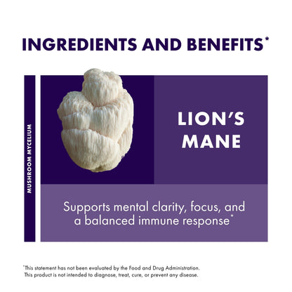Host Defense Mushrooms Lion's Mane – Brain Health, Focus & Memory (120 Capsules)