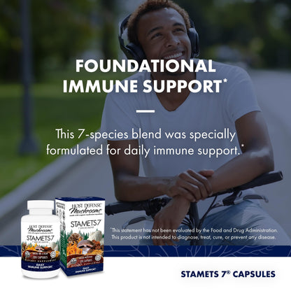 Host Defense Stamets 7-7 Species Mushroom Blend – Immune Support Supplement – 120 Capsules