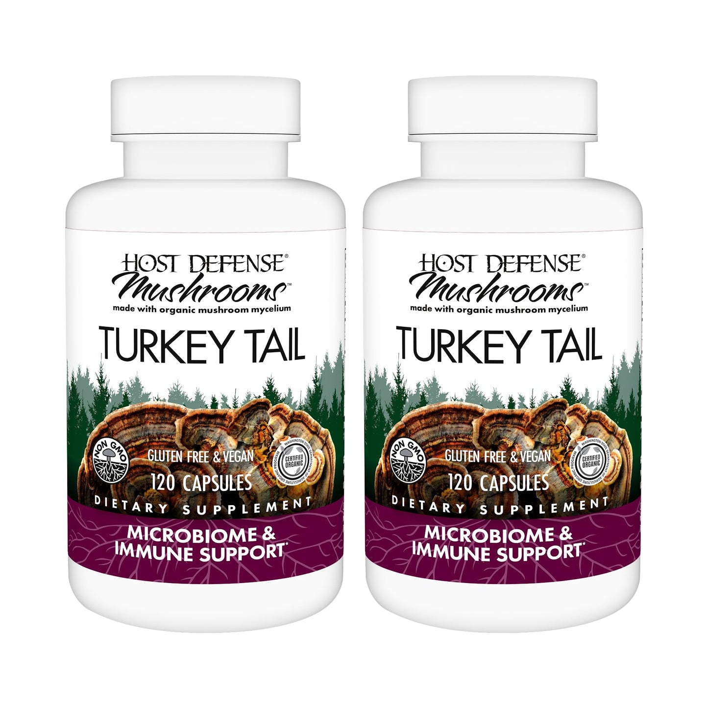 Host Defense Turkey Tail Capsules - 240 ct (Two 120 ct) - Immune & Digestive Health