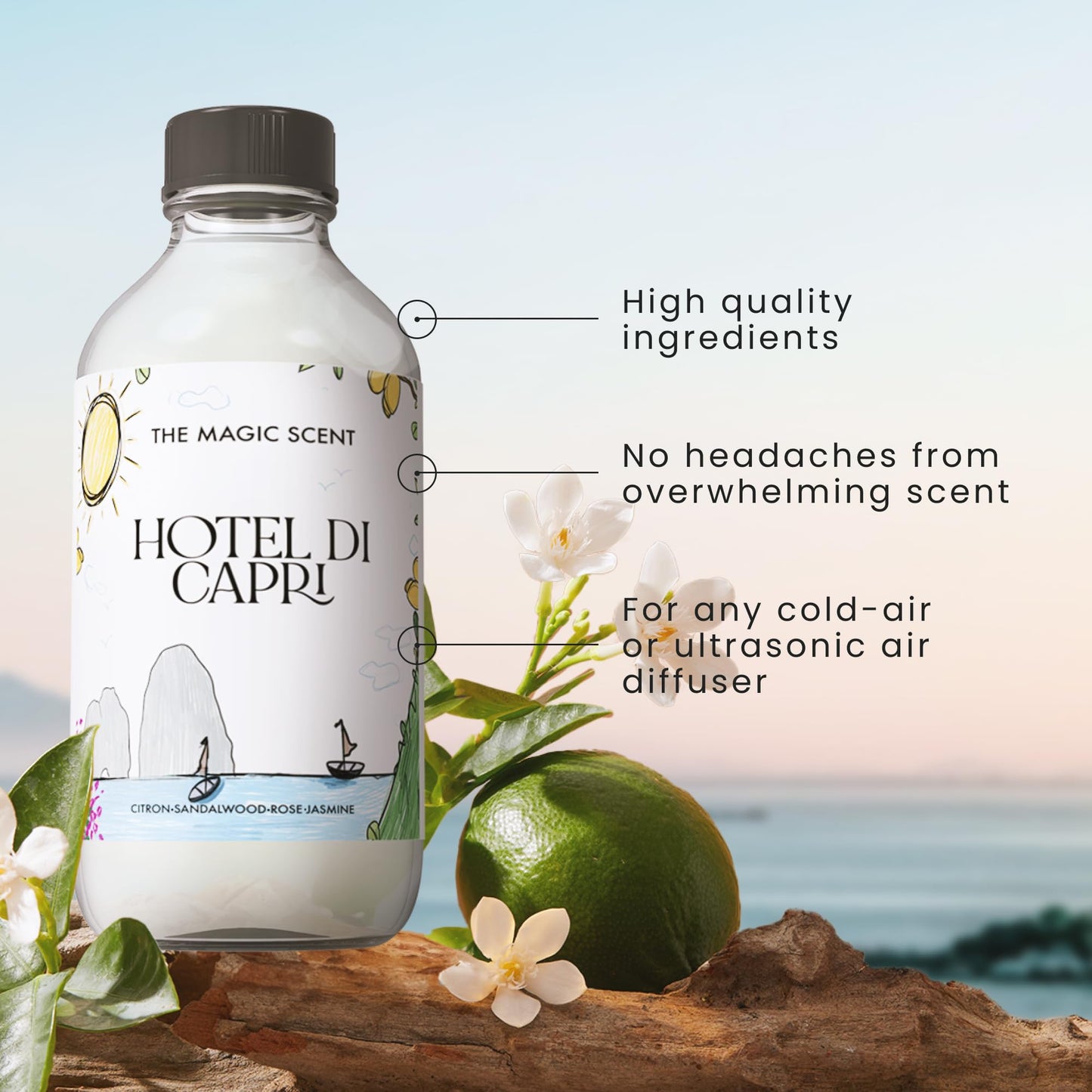 The Magic Scent Hotel Di Capri Diffuser Oil – Capri-Inspired Luxury, 4 fl oz