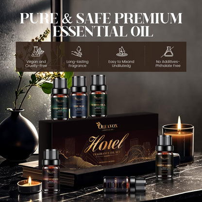 Hotel Diffuser Oils Gift Set – Luxury Fragrance Oils for Diffusers (Jasmine & Mint, White Tea, The Way)