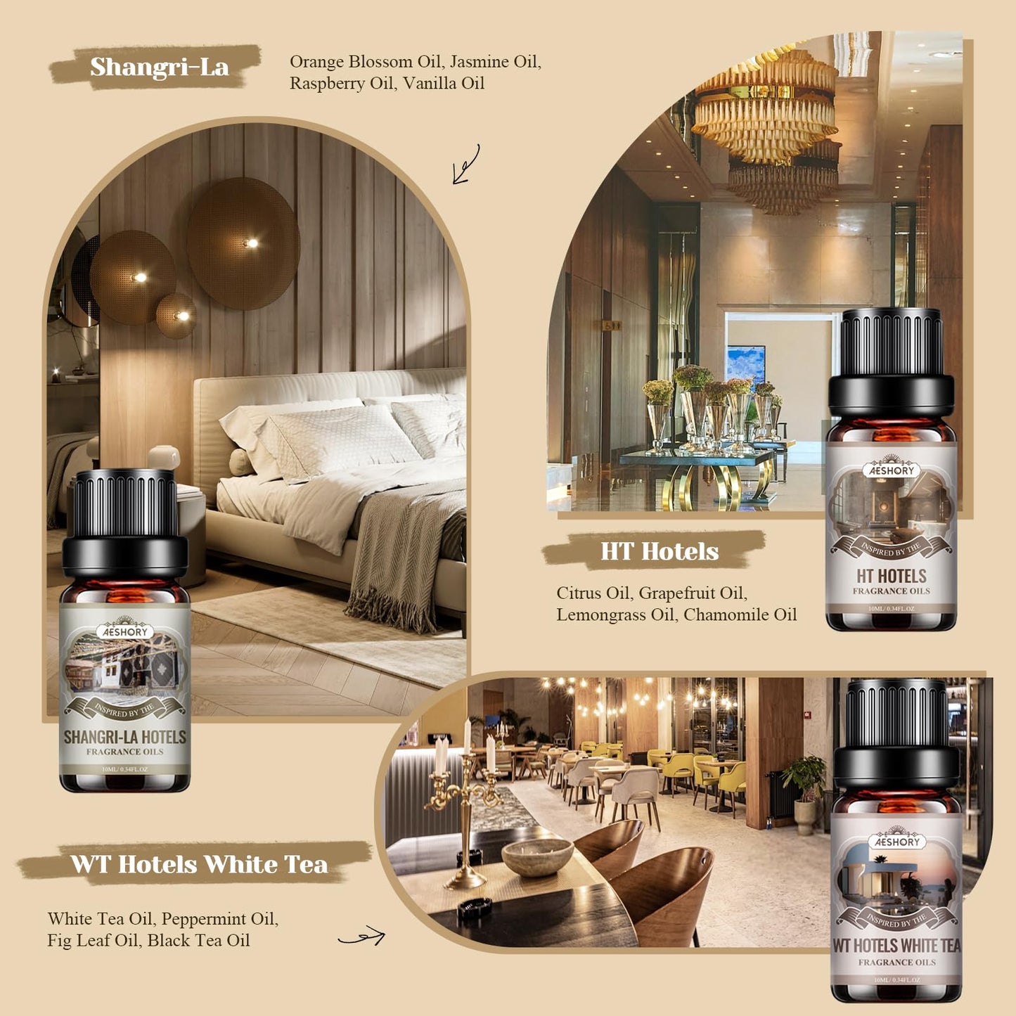 Hotel Diffuser Oils Gift Set – 6x10ml Luxury Fragrance Oils for Diffuser, Candle & Soap Making