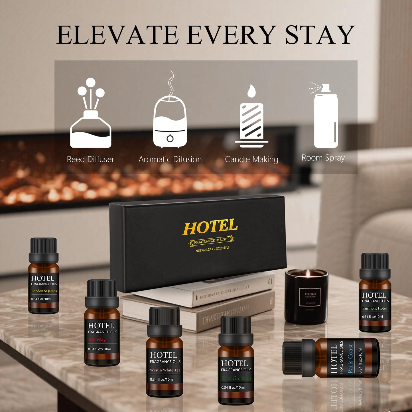 Hotel Collection Luxury Scent Diffuser Oils Set – My Way, Westin White Tea & Ritz-Carlton