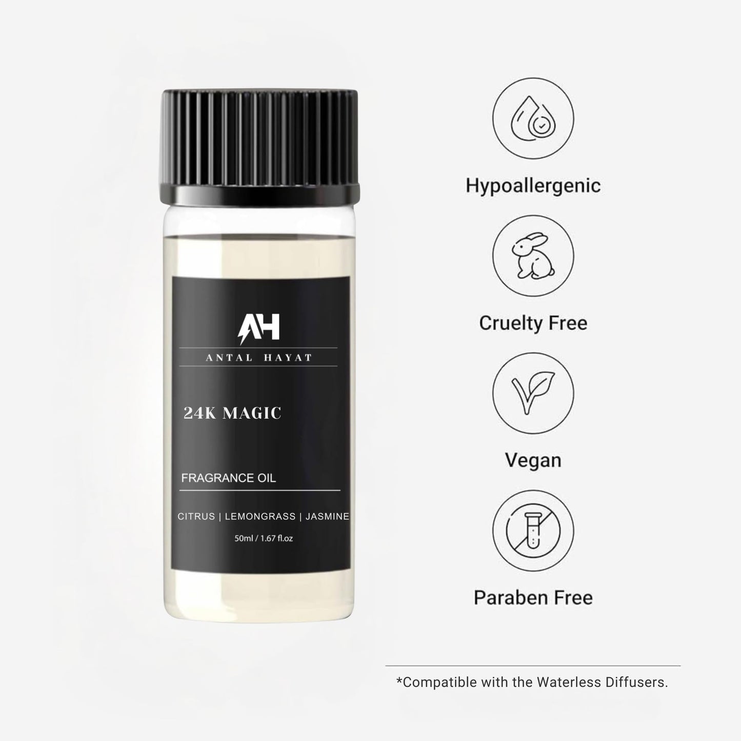 24K Magic Diffuser Oil 50ml – Citrus, Lemongrass & Jasmine | Antal Hayat