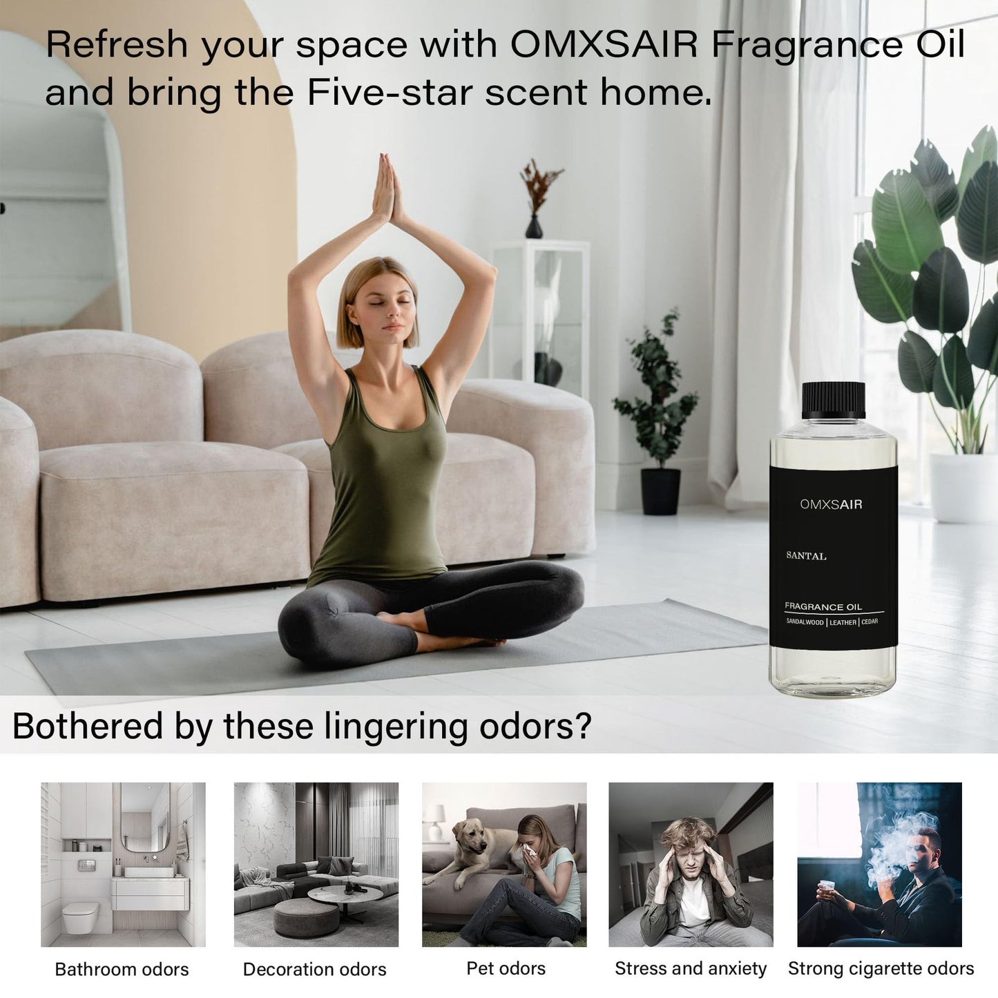 Hotel Santal Diffuser Oil 500ml – Luxury Home & Car Scents | Sandalwood, Papyrus, Cardamom & Santal Essential Oils Blend