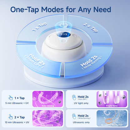 HouseSapp Ultrasonic Retainer Cleaner – 45kHz, 6-Lamp UV, Auto Lift Tray