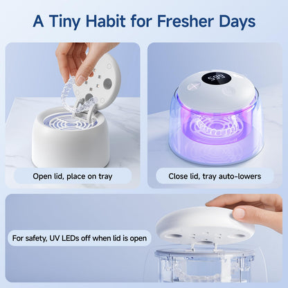 HouseSapp Ultrasonic Retainer Cleaner – 45kHz, 6-Lamp UV, Auto Lift Tray