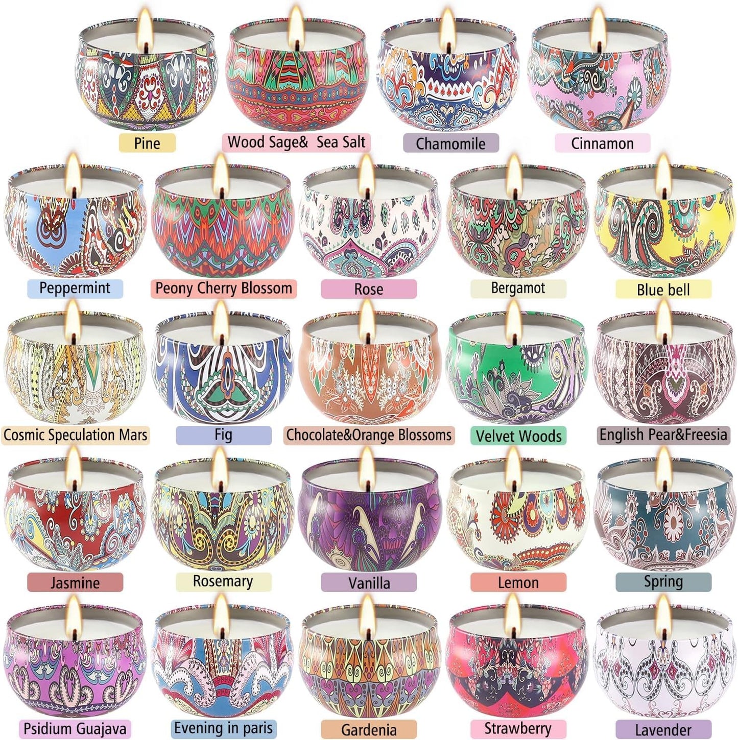 Howemon 24 Pack Scented Candles Set – Natural Soy Wax Aromatherapy Gift for Women