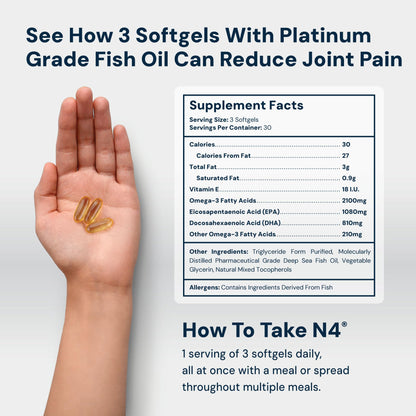 HPN N(4) Icelandic Omega-3 Fish Oil – 3,000 mg EPA/DHA, 90 Softgels | Joint & Brain Health
