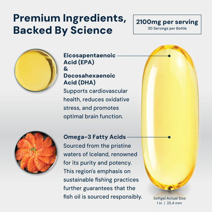 HPN N(4) Icelandic Omega-3 Fish Oil – 3,000 mg EPA/DHA, 90 Softgels | Joint & Brain Health