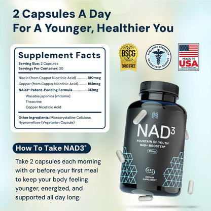 HPN NAD3 Clinical NAD+ Booster – Cellular Health, Energy & Longevity | 240ct