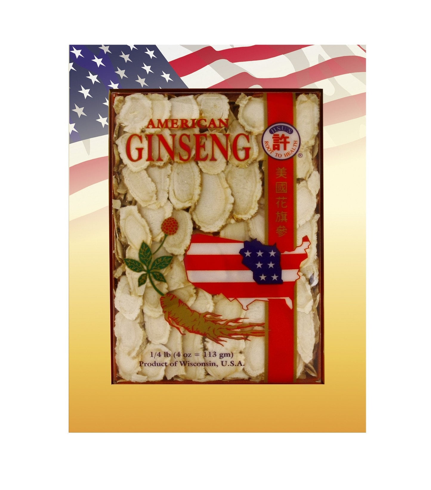 Hsu's SKU 0126-4: Wisconsin-Grown American Ginseng Mixed Large & Medium Slices (4oz)