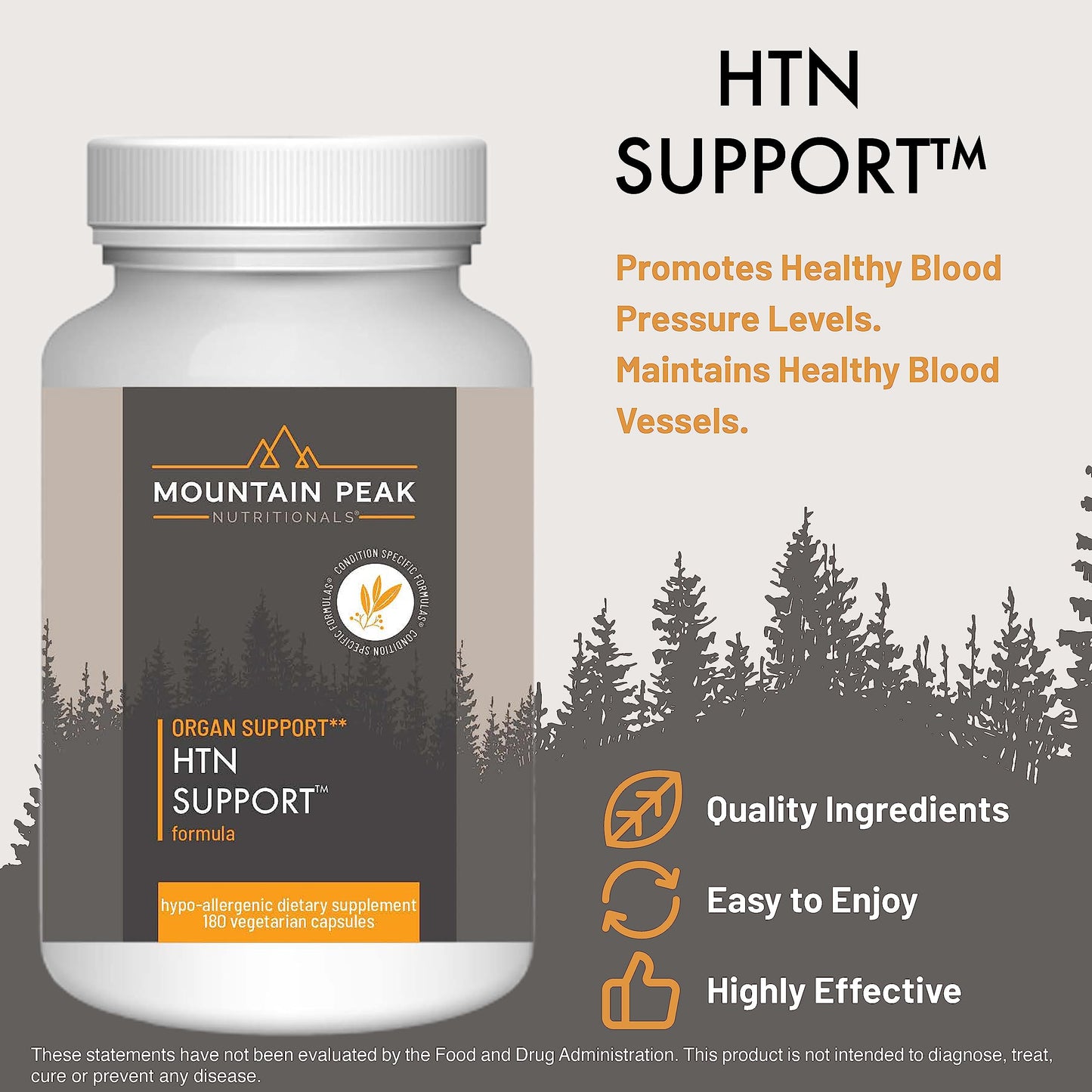 HTN Blood Pressure Support for Heart & Circulation - Mountain Peak (180 Veg Capsules)