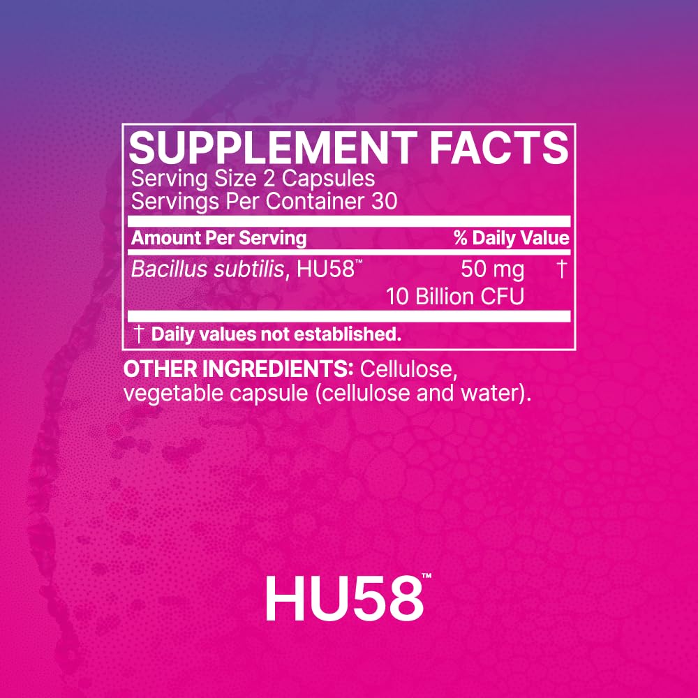 Microbiome Labs HU58 Bacillus Subtilis Probiotics for Digestive Health & Immune Support - 10B CFU Daily Capsules (60)