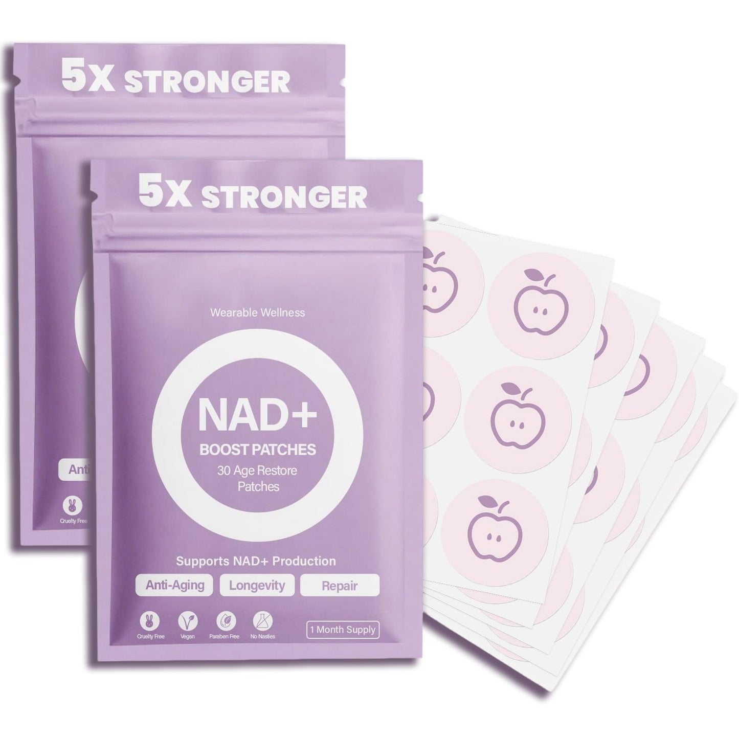 huangirl NAD+ Patches | NAD 60 Patches for Women | 8-Hr Time-Release Wellness Patch with NMNH, Resveratrol, Nicotinamide Riboside, NAC, Hyaluronic Acid, CoQ10 | Enhanced Absorption