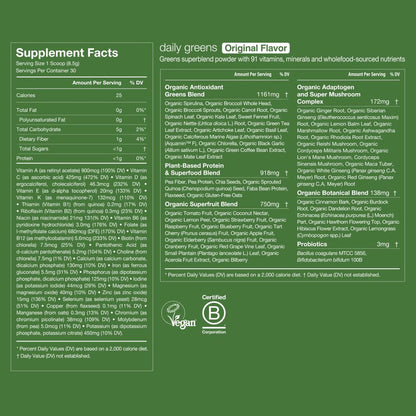 Huel Daily Greens | Superfood Greens Powder with 91 Vitamins & Minerals, Probiotics, Adaptogens | 30 Servings