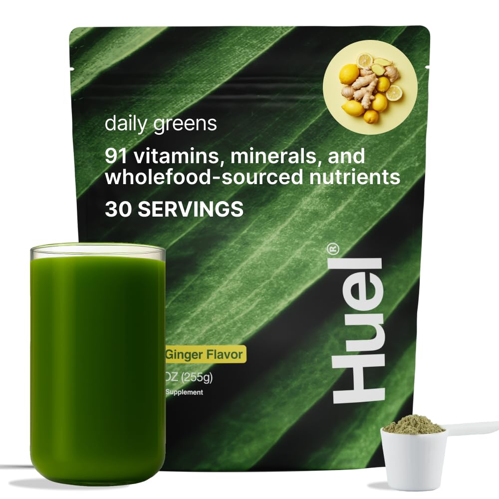 Huel Daily Greens Lemon & Ginger | 91 Nutrients, Adaptogens & Probiotics | 30 Servings