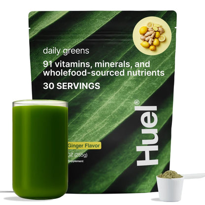 Huel Daily Greens Lemon & Ginger | 91 Nutrients, Adaptogens & Probiotics | 30 Servings