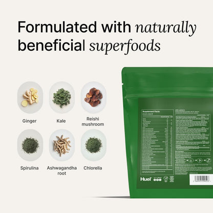 Huel Daily Greens Lemon & Ginger | 91 Nutrients, Adaptogens & Probiotics | 30 Servings