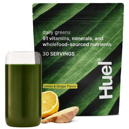 Huel Daily Greens Lemon & Ginger | 91 Nutrients, Adaptogens & Probiotics | 30 Servings