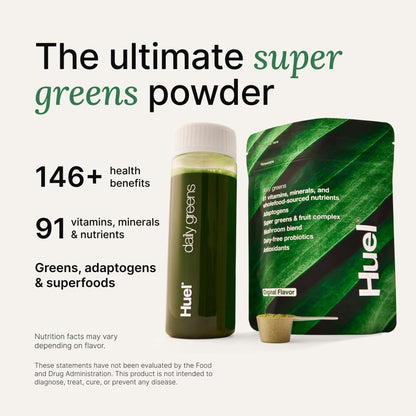 Huel Daily Greens Peach Passionfruit | Superfood Greens Powder with 91 Vitamins, Adaptogens & Probiotics | 30 Servings
