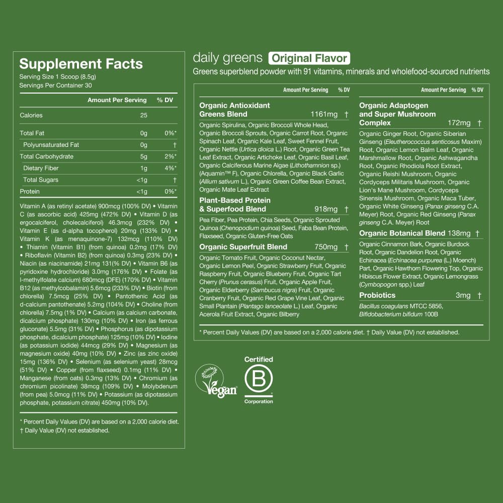 Huel Daily Greens Watermelon | 91 Vitamins & Probiotics | 30 Servings