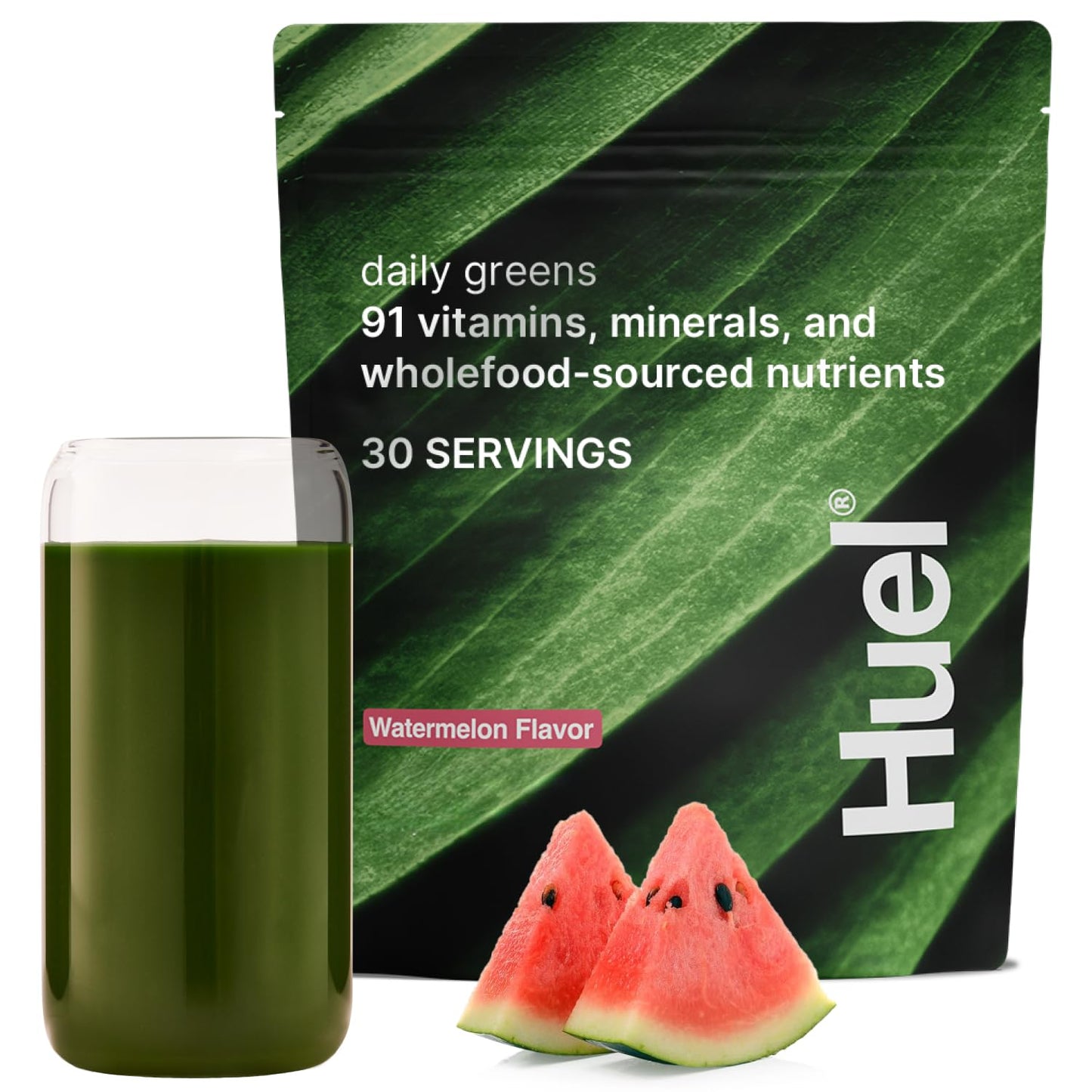 Huel Daily Greens Watermelon | 91 Vitamins & Probiotics | 30 Servings