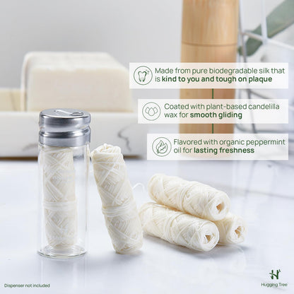 Hugging Tree Natural Silk Dental Floss Refills – PFAS-Free, Zero-Waste Mint (5 Pack, 33 Yards Each)