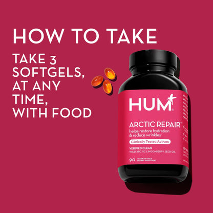 Arctic Repair Clear Skin Supplement by HUM - Omega 3-6-9 with Lingonberry Seed Oil, Vitamin A & E | 90 Vegan Softgels