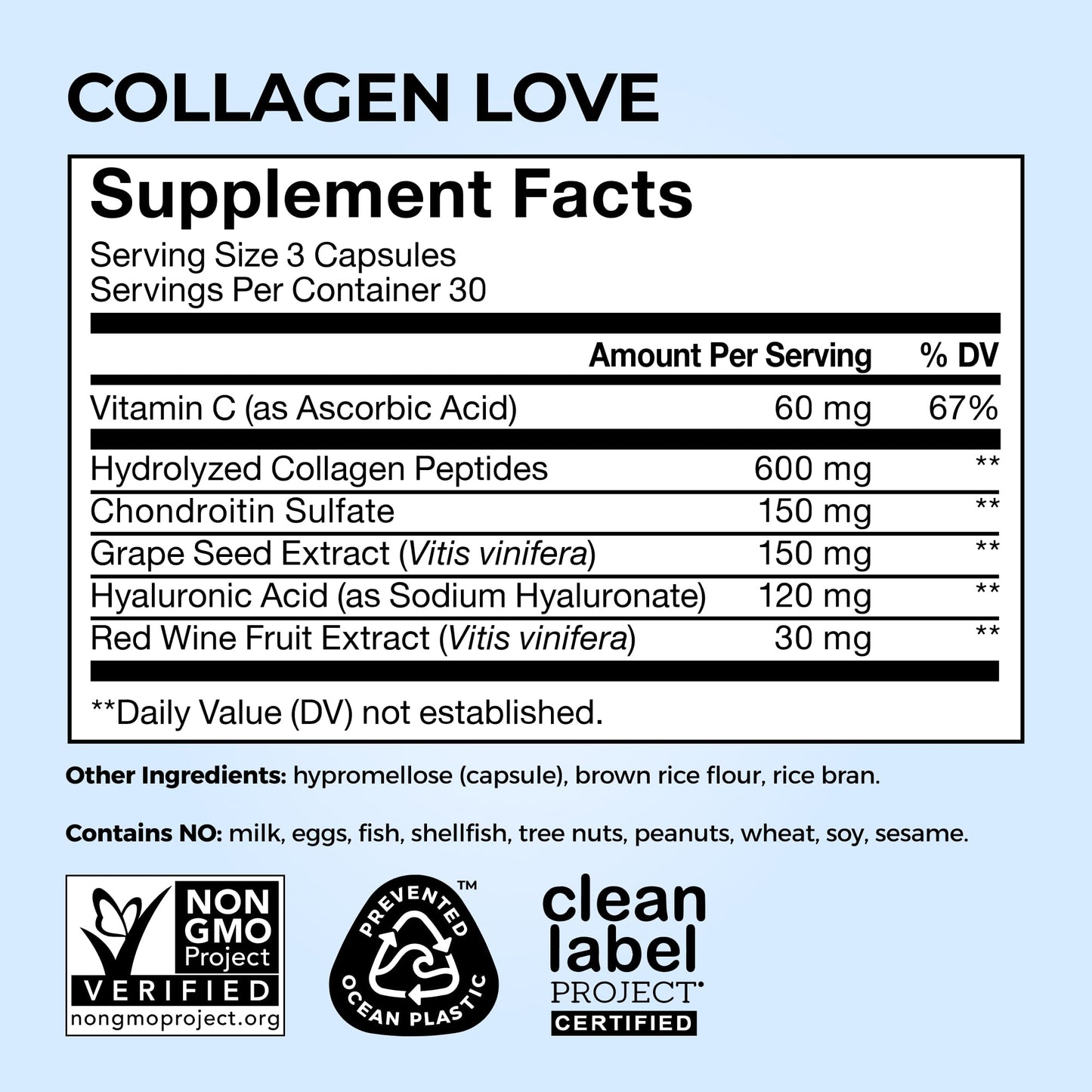 HUM Collagen Love Skin — Collagen Peptides with Hyaluronic Acid & Vitamin C, 90 Capsules