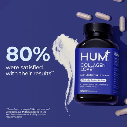 HUM Collagen Love Skin — Collagen Peptides with Hyaluronic Acid & Vitamin C, 90 Capsules