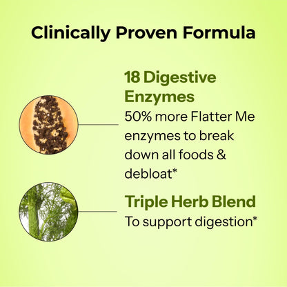 HUM Flatter Me Extra Strength Digestive Enzymes – Fast Acting Debloat, Ginger & Peppermint, 60 Capsules