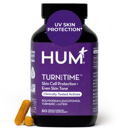 HUM Turn Back Time Turmeric Supplement for Youthful Skin | Green Tea Extract, Lutein & Polyphenols | 60 Vegan Capsules