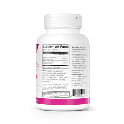 Humann SuperBerine Berberine — High-Absorption Formula with Olive Leaf for Metabolic Support