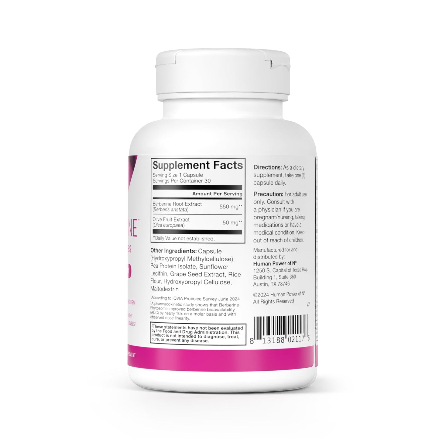 Humann SuperBerine Berberine — High-Absorption Formula with Olive Leaf for Metabolic Support
