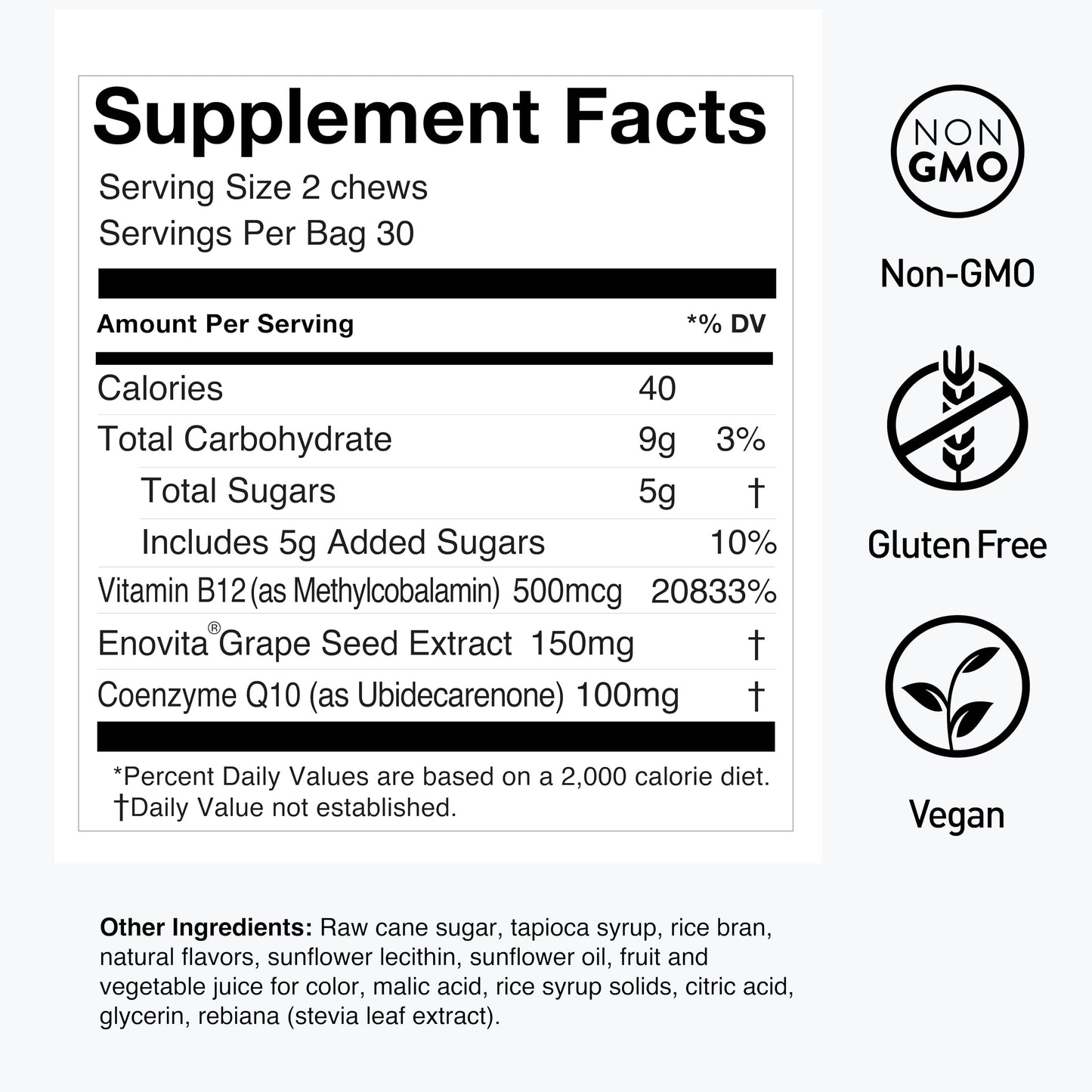 Humann SuperGrapes Chews – 100mg CoQ10 & Grape Seed Extract | From The Makers of SuperBeets, Grape Flavor, 60 Count