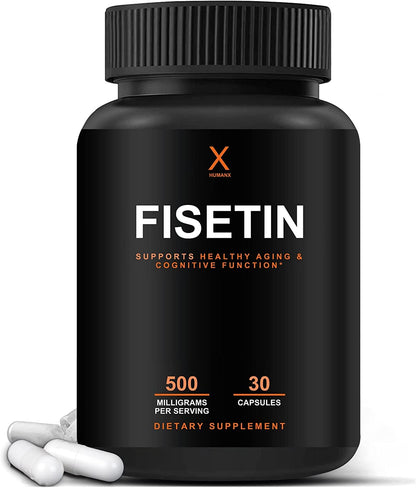 HUMANX Fisetin 500mg – 98% Pure Fisetin Supplement | Senolytic Activator | USA Made Non-GMO Capsules